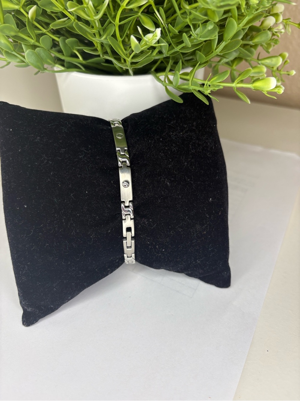 Vintage Stainless Steel Magnetic Therapy Link Bracelet Industrial Unisex Sleek